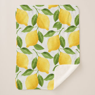Couverture Sherpa Motif citrons aquarelle
