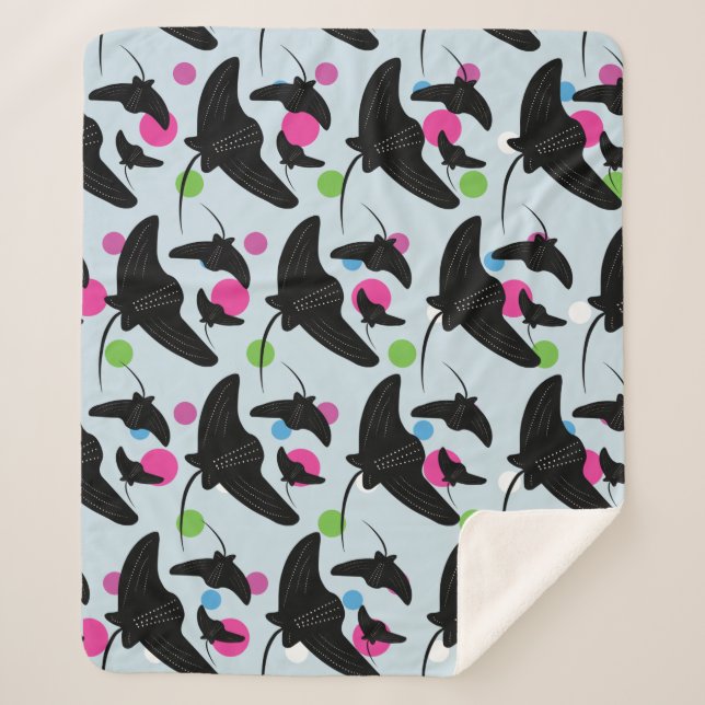 Couverture Sherpa Motif coloré de raie pastenague de fête  (Devant)