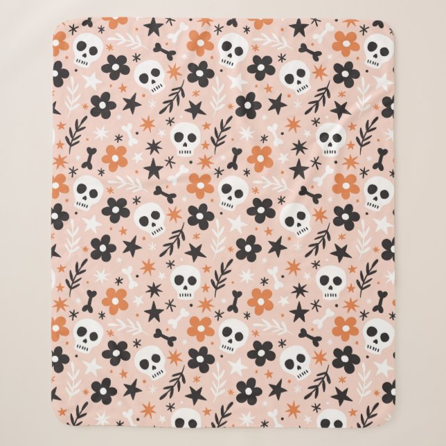 Couverture Sherpa Motif crâne de fleurs (Devant)