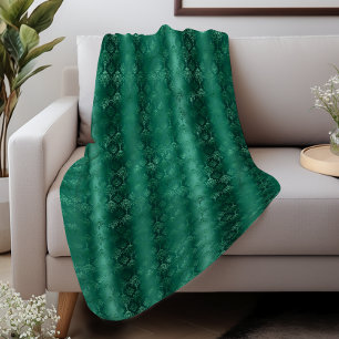 Couverture Sherpa Motif damassé vert émeraude élégant