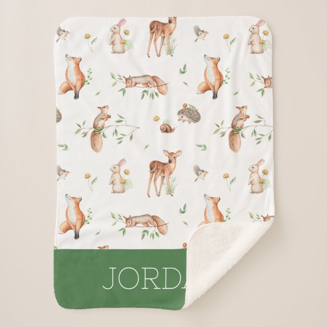 Couverture Sherpa Motif d'amis animaux de bois mignon (Devant)