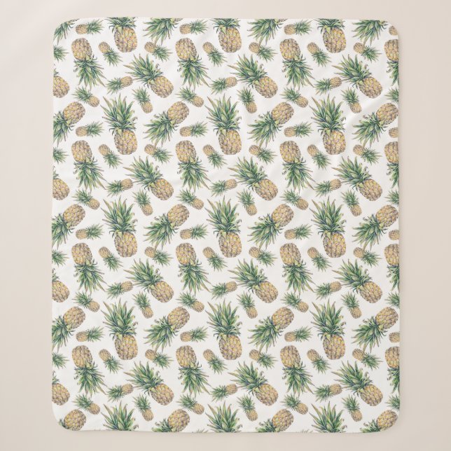 Couverture Sherpa Motif d'ananas aquarelle (Devant)