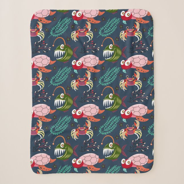 Couverture Sherpa Motif d'animaux aquatiques | vie sous-marine en me (Devant)