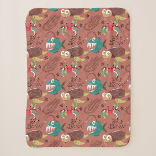 Couverture Sherpa Motif d'animaux aquatiques vie sous-marine en me