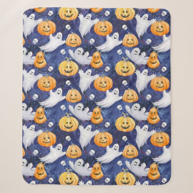 Couverture Sherpa Motif d'aquarelle Halloween (Devant)