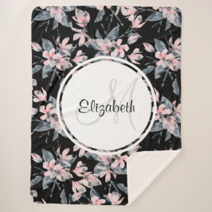 Couverture Sherpa Motif d'aquarelle rose et gris