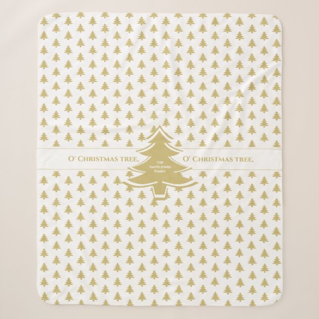 Couverture Sherpa Motif d'arbre de Noël noir et blanc (Devant)