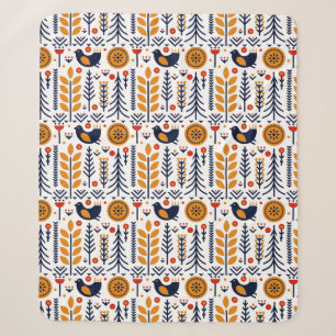 Couverture Sherpa Motif d'art populaire d'oiseau d'automne