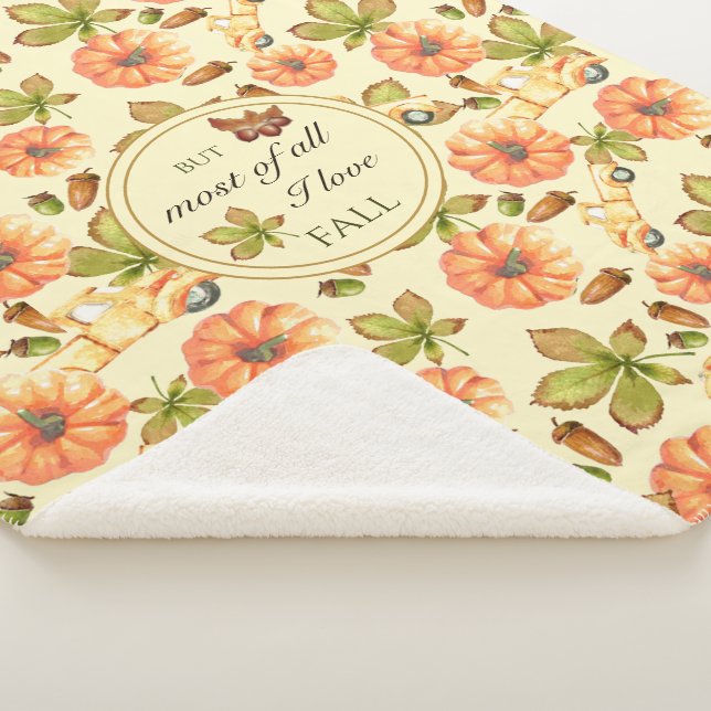 Couverture Sherpa Motif d'automne Vintage aquarelle (3/4)