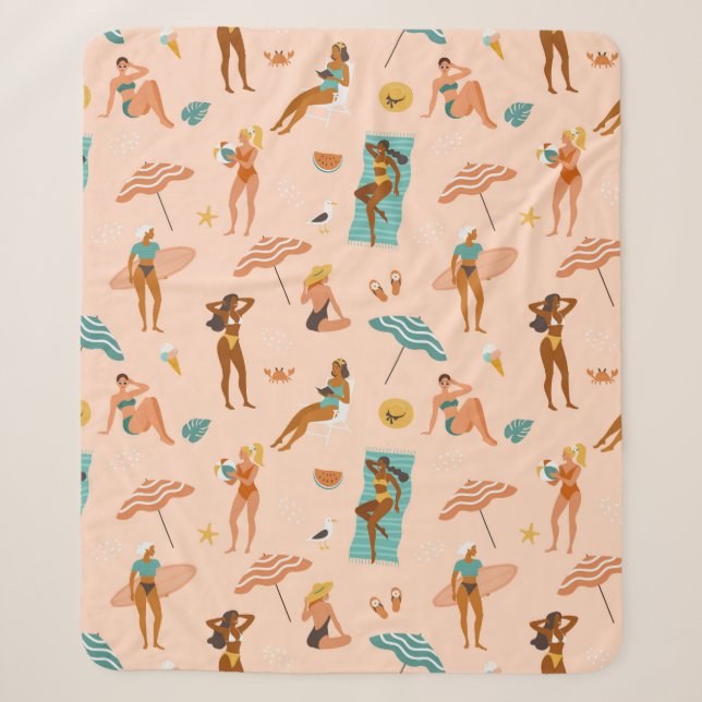 Couverture Sherpa Motif de bains de soleil de plage (Devant)