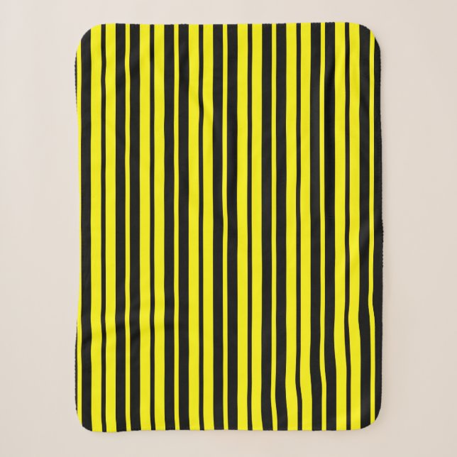 Couverture Sherpa Motif de bandes verticales noires jaunes (Devant)