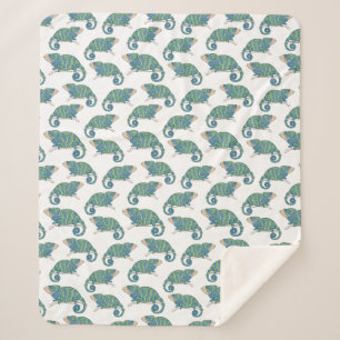 Couverture Sherpa Motif de caméléon