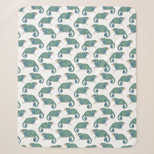 Couverture Sherpa Motif de caméléon (Devant)