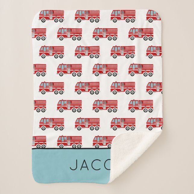 Couverture Sherpa Motif de camion-feu moderne garçon personnalisé (Devant)