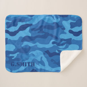 Couverture Sherpa Motif de Camouflage de texture bleue moderne