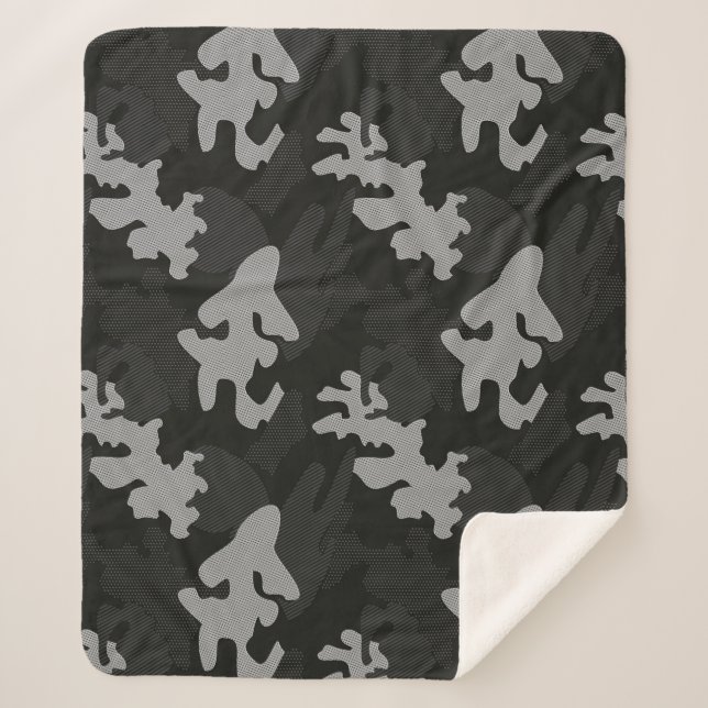 Couverture Sherpa Motif de camouflage noir (Devant)