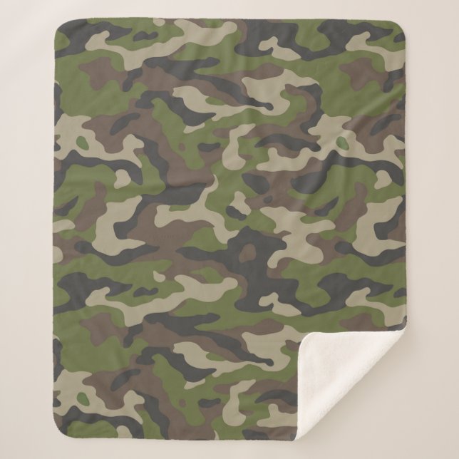 Couverture Sherpa Motif de camouflage vert (Devant)