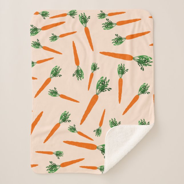 Couverture Sherpa Motif de carottes orange (Devant)