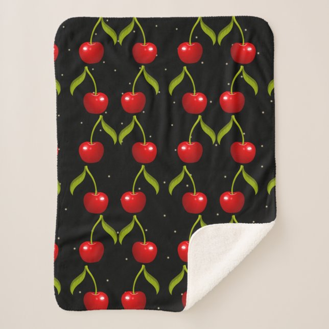 Couverture Sherpa Motif de cerises brillantes (Devant)