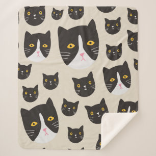Couverture Sherpa Motif de chat sans joint/