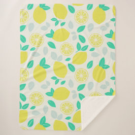 Couverture Sherpa Motif de citron d'été en crème
