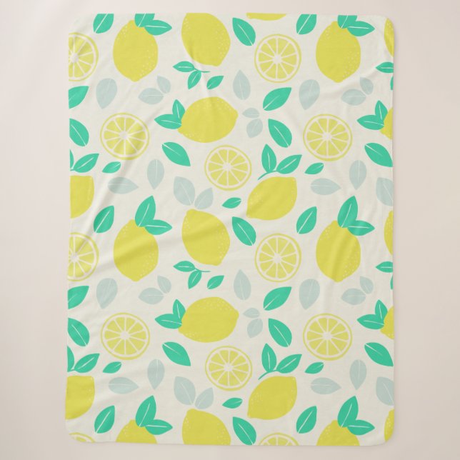 Couverture Sherpa Motif de citron d'été en crème (Devant)