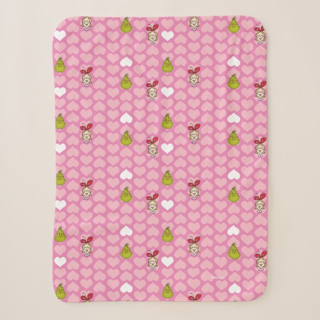 Couverture Sherpa Motif de coeur rose Grinch & Cindy-Lou (Devant)