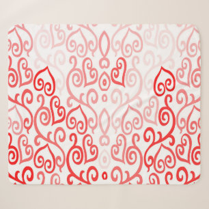 Couverture Sherpa Motif de coeur rouge et rose