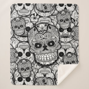 Couverture Sherpa Motif de crânes de sucre