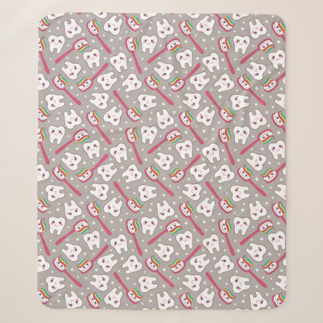 Couverture Sherpa Motif de dents d'arc-en-ciel (Devant)