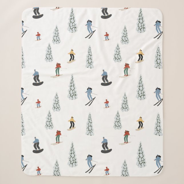 Couverture Sherpa Motif de descente d'hiver (Devant)