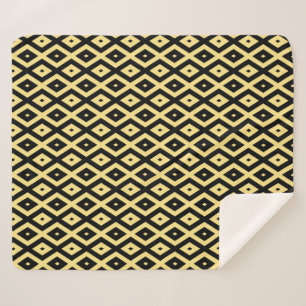 Couverture Sherpa Motif de diamant jaune citron et noir