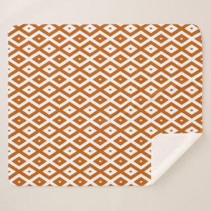 Couverture Sherpa Motif de diamant orange et blanc brûlé