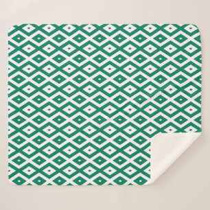 Couverture Sherpa Motif de diamant vert et blanc