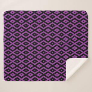 Couverture Sherpa Motif de diamants violet et noir