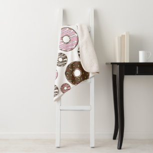Couverture Sherpa Motif De Donuts, Donuts Roses, Donuts Brown