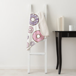 Couverture Sherpa Motif De Donuts, Donuts Roses, Donuts Violets