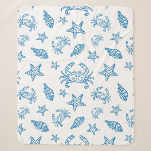 Couverture Sherpa Motif de doodle de créatures marines nautiques