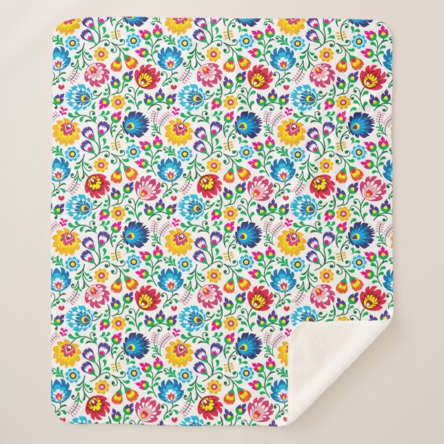 Couverture Sherpa Motif de fleur d'art populaire 2 (Devant)