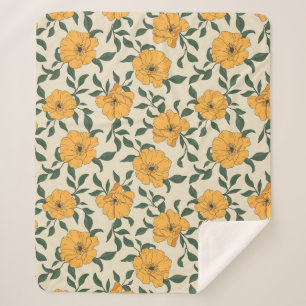 Couverture Sherpa Motif de fleurs de crapaud orange