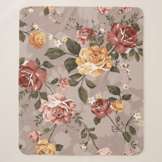 Couverture Sherpa motif de fleurs design textile illustration textil