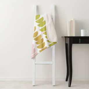 Couverture Sherpa Motif de formes géométriques rose et citron vert