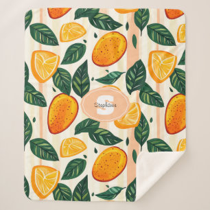 Couverture Sherpa Motif de fruits d'agrumes avec Feuilles verts