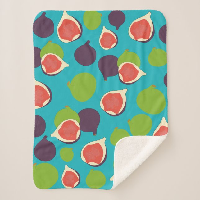Couverture Sherpa Motif de fruits d'été à la fibre méditerranéenne (Devant)