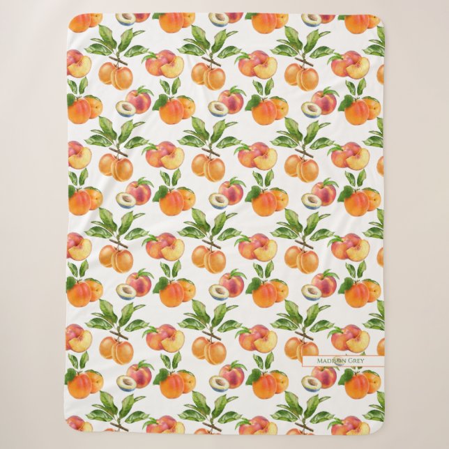 Couverture Sherpa Motif de fruits mûrs, abricots et prunes (Devant)