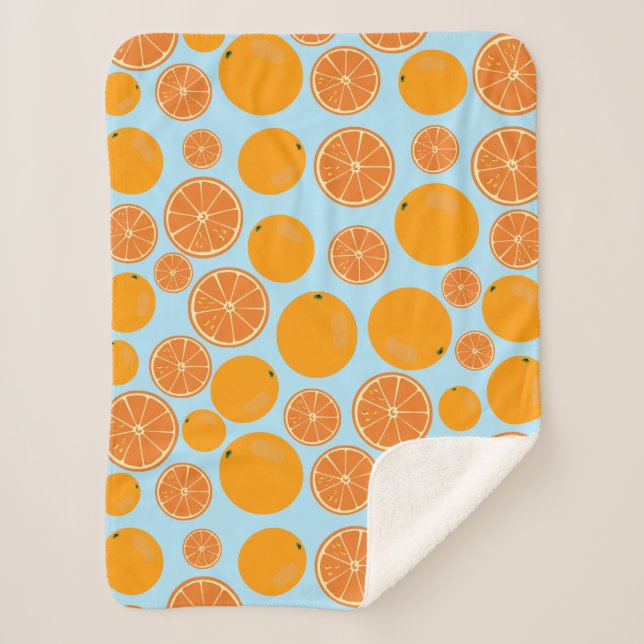 Couverture Sherpa Motif de fruits orange (Devant)