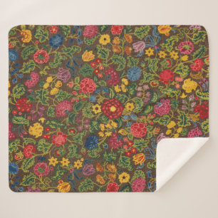 Couverture Sherpa Motif de jardin botanique antique vibrant