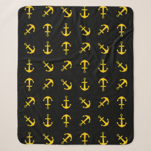 Couverture Sherpa Motif de jeu d'Ancres en bateau doré