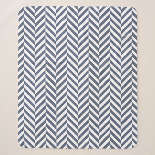 Couverture Sherpa Motif de la Marine bleu géométrique Herringbone (Devant)