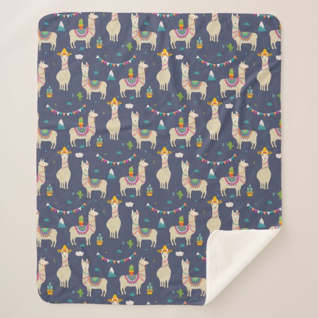 Couverture Sherpa Motif de lama de célébration (Devant)